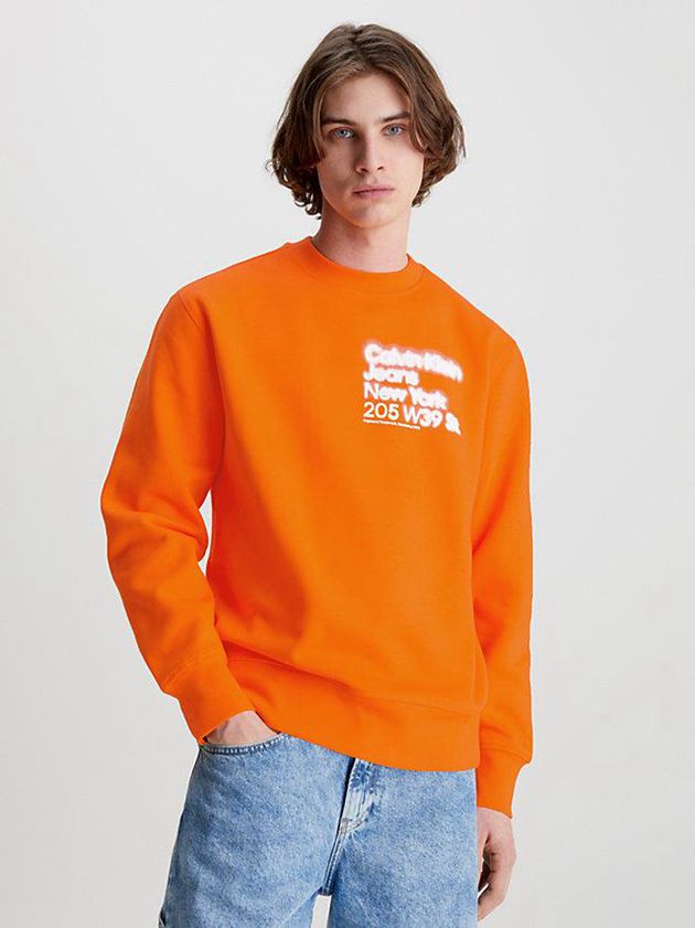 Calvin Klein USA Organic Cotton Printed Mens Sweatshirt Orange 4127063-FA